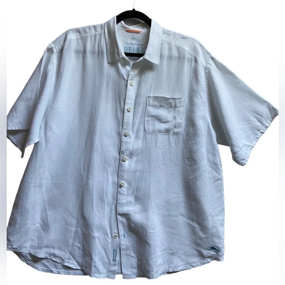Tommy Bahama 100% Linen Relaxed Fit White short sleeve button  shirt Sz 1XB - Picture 1 of 13